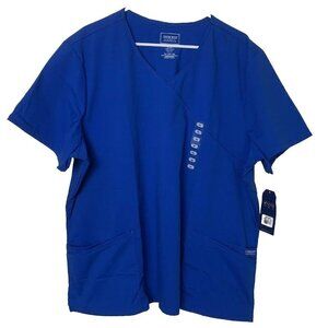 Cherokee Workwear Professionals Women's 3XL Blue Mock Wrap Scrub Top - WW655